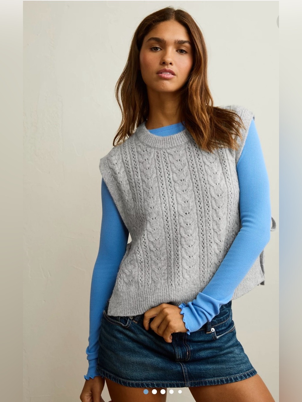 American Eagle Whoa So Soft Cable Knit Side Tie Sweater Vest NWOT